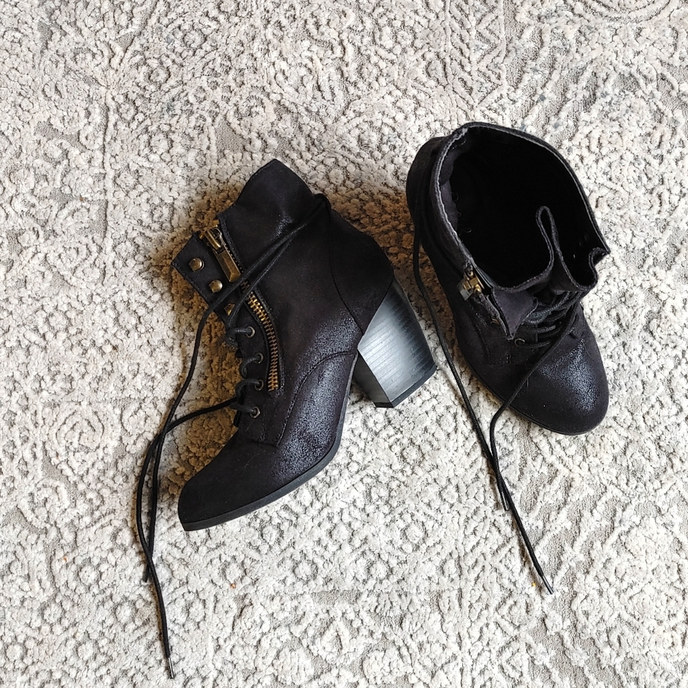 Lace-up Heeled Combat Boots